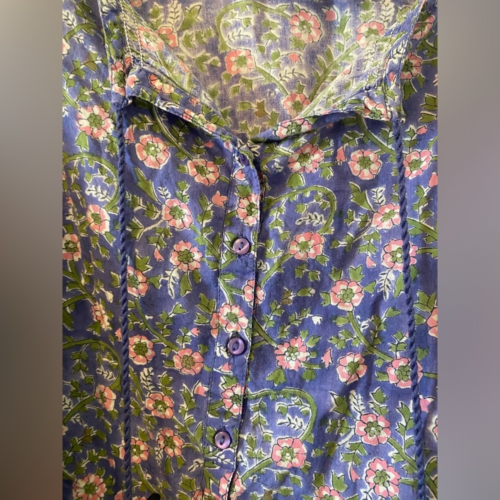 Emerson Frye India Collection Bardot Blouse in Iris Wildflower - Picture 5 of 7